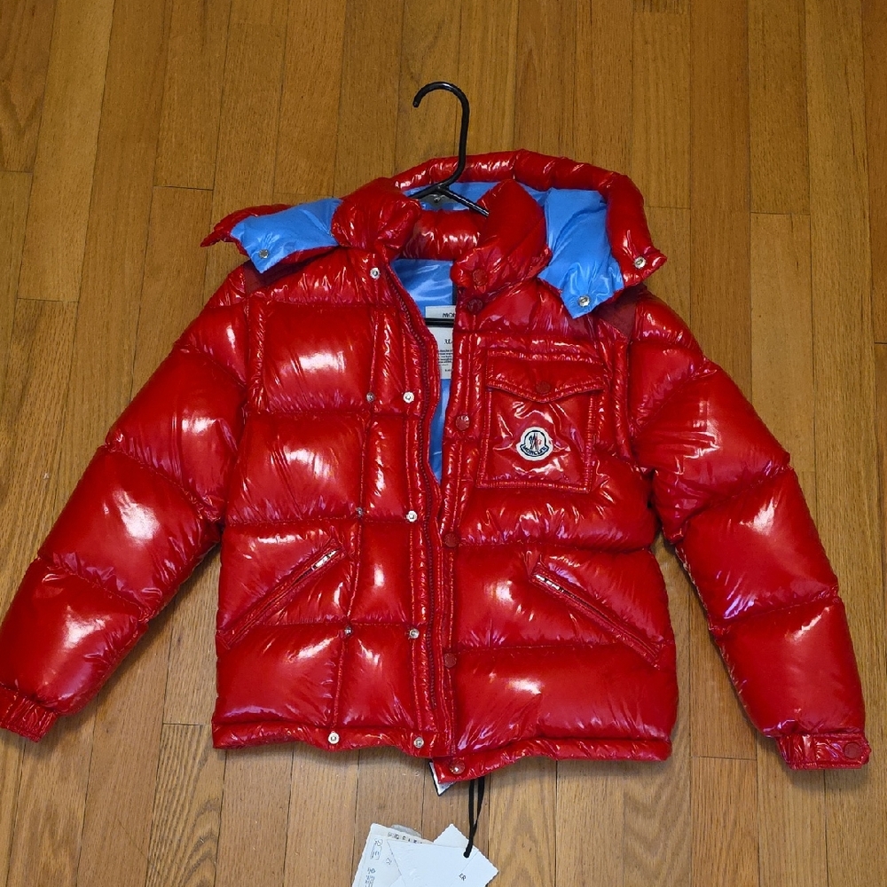 Moncler Shiny Red Jacket with Blue Interior